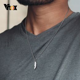 Vnox eenvoudige casual kettingen voor mannen vrouwen, roestvrijstalen veren geometrische balk munten hanger, unisex minimalistische chique nekhek