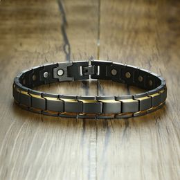 VNOX Unieke Magnetische Steen Anklet voor Vrouwen Mannen Zwart Roestvrij staal Links Power Stress Releiche Sieraden