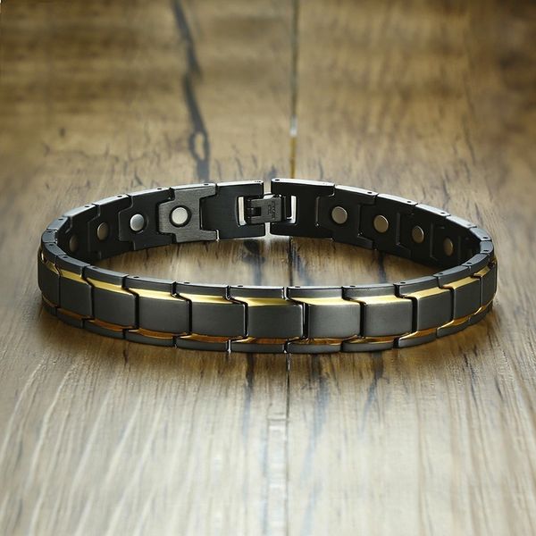 Vnox – bracelet de cheville en pierre magnétique Unique pour femmes et hommes, maillons en acier inoxydable noir, bijoux anti-Stress