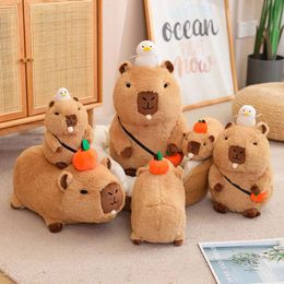 Bubbles vocaux et broches mignons assis et mensonge Capybara Toys Toys Cartoon Doll Soft Enfant's Gift's Gift Home Decoration