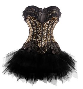 Vocole Burlesque Leopard Corset Top Tutu Rok Dames Halloween Outfit Fancy Dress S M L XL XXL