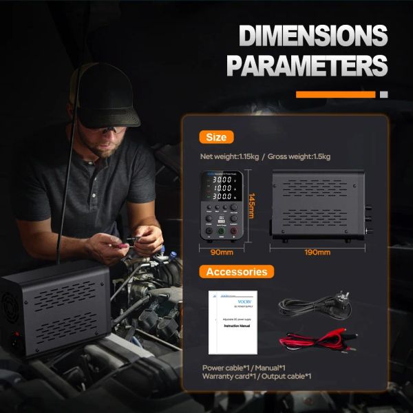 Vocrv Alimentation CC réglable 30V 10A 60V 5A Banc de banc de laboratoire Source d'alimentation stabilisée Tension de tension du régulateur de tension 110-220V