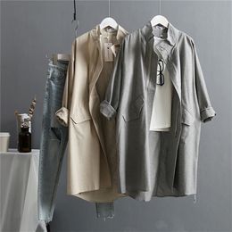 Vogorsean Summer Cotton Linen Women S Trench Coat Nieuwe Koreaanse versie Lievere vrouwen met lange mouwen Loose Women Trenchs Lj200903