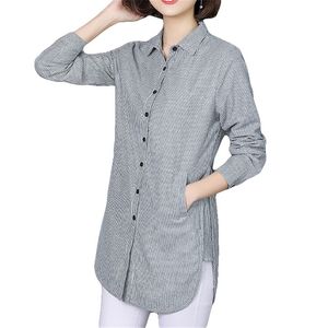 Vogorsean Mujer Blusa a rayas Camisa Casual Estilo suelto Camisa Tallas grandes Primavera Otoño Manga larga Oficina Ropa para mujer Tops Y190427