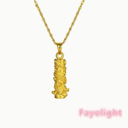 Vogue 18 carats or jaune rempli hommes solide sans pierre enroulement Dragon pilier pendentif collier bijoux 10G256m