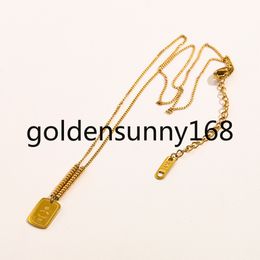 Vogue Charm Womens Designer Letter Collier Brand Diamond Pendant Choker 18K Gold en acier inoxydable Neckalces Chaîne à la mode bijoux