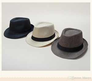 Vogue Mannen Vrouwen Zacht Fedora Panama Hoeden Katoen / Linnen Straw Caps Outdoor Stingy Bravel Hoeden Lente Zomer Strand 34 Colors To662