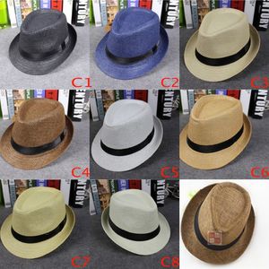 Vogue mujeres y hombres sombreros de paja Panamá niños tamaño verano moda Fedora Stingy Brim sombrero padres gorras de sol 8 colores