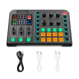 Stemverandering Volumeregeling Live geluidskaart Galm Audio Mixer Thuis KTV Podcast Gaming Draagbaar DJ Draadloos voor streaming 240110