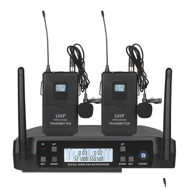 Cambiadores de voz GLXD4 Transmisor dual UHF Micrófono inalámbrico con auricular de la solapa de mano de mano a Headset Mic para Karaoke System S DHPJZ