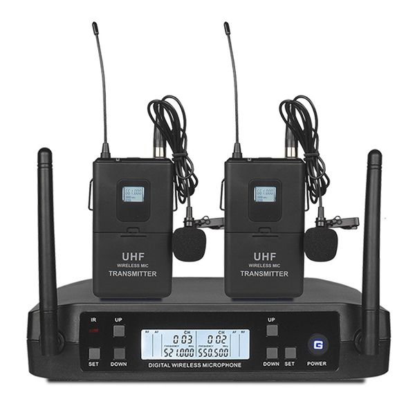 Changeurs de voix GLXD4 double émetteur UHF Microphone sans fil avec casque de poche bodypack micro porté par le système de karaoké Speech Party 230403