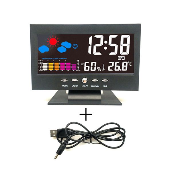 Réveil numérique à commande vocale avec LED température humidité calendrier affichage Table horloge Station météo horloge 8082T
