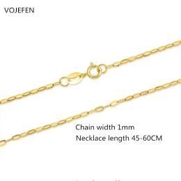 VoJefen 18K Colliers ovales en or pur pour femmes filles authentiques AU750 Real Gold O Chain Nou Choker G18 Bijoux Fine Bijoux Cadeaux de luxe