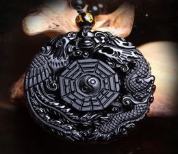Collier pendentif obsidienne volcanique Phoenix Dragon Yin Yang PPUK Stock6276169