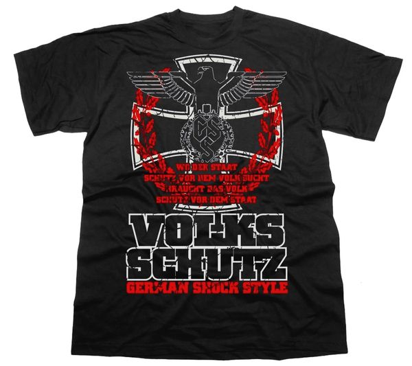 Volksschutz allemand schock style empire Eagle Iron Cross Tshirt Coton Oneck Oneck à manches courtes T-shirt S3xl 240409