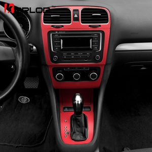 wholesale Volkswagen Golf 6 MK6 GTI Interior Central Control Panel Carbon Fiber Protection Stickers Decals Car styling For VW Accessories