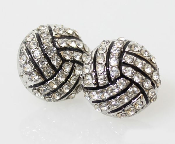 volley-ball Strass rond jaune softball stud boucles d'oreilles cadeau pour les sports maman taches cadeau d'équipe pour son softball maman mode boucle d'oreille crochet goujon