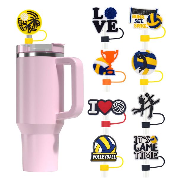 Chapeau de paille de tasse d'eau de série de volley-ball, 10mm, en caoutchouc souple, manchon de paille décoratif de fête, accessoires universels, vente en gros