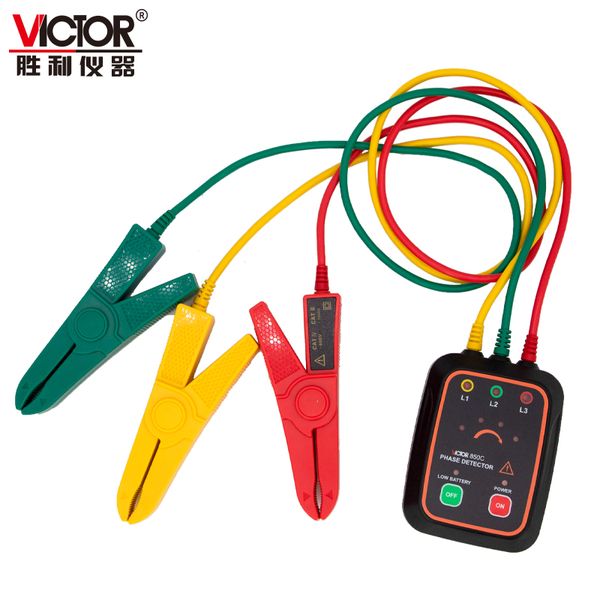 Medidor de voltaje VICTOR850C/850D/850E indicador trifásico en contacto rastreador de cable probador de secuencia de rotación con indicador de luz LED