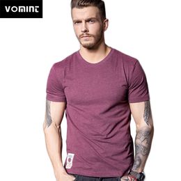 Vomint Nieuwe Solid T-shirt Mens Korte Mouw T-shirt Katoen Multi Pure Kleur Fancy Garens Wassen Tee Shirt voor Mannelijke V7S1T001 210324