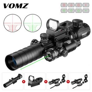 VOMZ 3-9X32 EG Hunting Tactical Rifle Scope Optical sight Red Green Illuminated Riflescope Holographic 4 Reticle red dot Combo -Combo Green