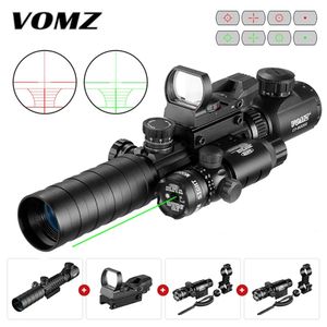 VOMZ 3-9X32 EG chasse tactique fusil portée optique vue rouge illuminé lunette de visée holographique 4 réticule point vert Combo