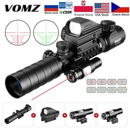 VOMZ 3-9x32 portée télémètre illuminé réticule fusil holographique 4 réticule vue 20mm rouge Grenn Laser pour la chasse-vert