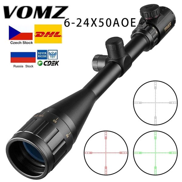 VOMZ 6-24X50 tactique optique croix vue vert rouge illuminé lunette de chasse portée de fusil Sniper Airsoft pistolets à Air comprimé