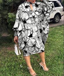 Vestido hasta la rodilla para mujer, Vestido bohemio de fiesta informal con cuello levantado, Vestido de manga larga de otoño, Vestido veraniego con mangas de murciélago 2022