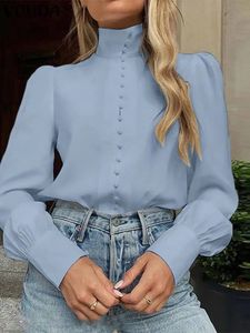 Vonda Women Fashion Elegant Blouse Chemises à manches longues Collier de support d'automne