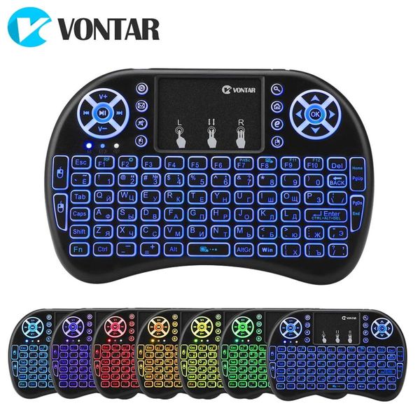 VONTAR i8 teclado inalámbrico ruso inglés hebreo versión i8 24GHz Air Mouse Touchpad portátil para Android TV BOX Mini PC8872927