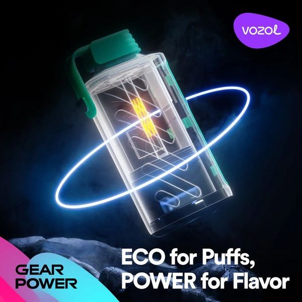 Voozol Gear Power 20000 Puffs Vapers Desechables Puff 20k 12k Voozol Vapes jetables avec écran d'affichage E Cigarette 5% Vaporisateur Crystal Recharge Mesh Coil Pen