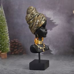 VORMIR Résine Noir Femmes Statue Rétro Africain Exotique Buste Art Figurines Pour Intérieur Maison Salon Chambre Décor Objet Articles 240318