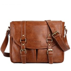 VORMOR Marque Hommes Casual Business Cuir Mens Messenger Mode Hommes Sac à bandoulière Bolsas Mâle Y201224