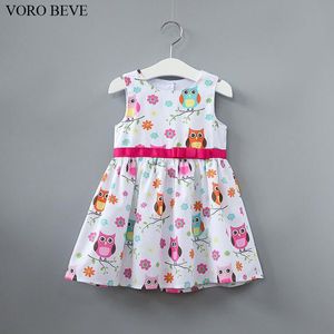VORO BEVE Summer Baby Girl Dress Owl Pattern Sleeveless Dress Fashion Children Clothes