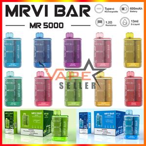 Original MRVI BAR 5000 Puffs Desechable Vape E Dispositivo de cigarrillos con batería recargable de 600 mAh 13 ml Pod Sabores de frutas Elfbar Elfworld Kit