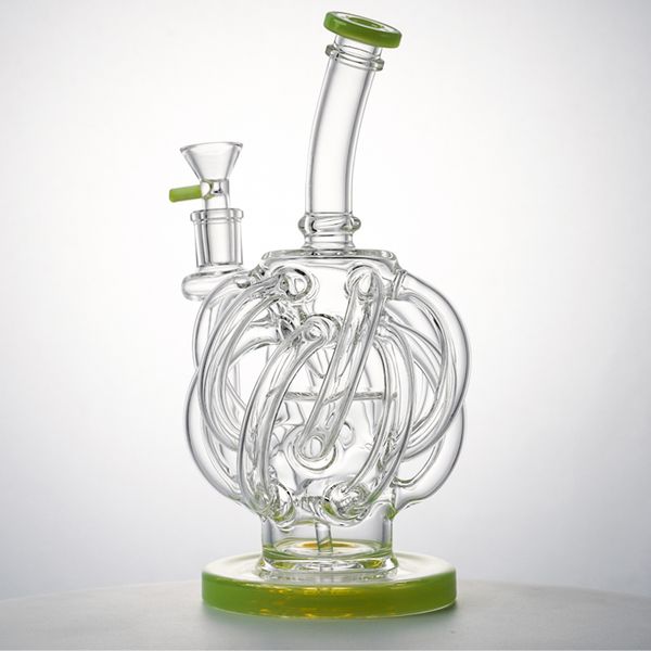 Vortex Glass Bong Dab Rig Hookahs Tornado Cyclone Recycler Rigs 12 Recicladores Tubo Tubería de agua 14 mm Bongs con junta con Heady Bowl XL137