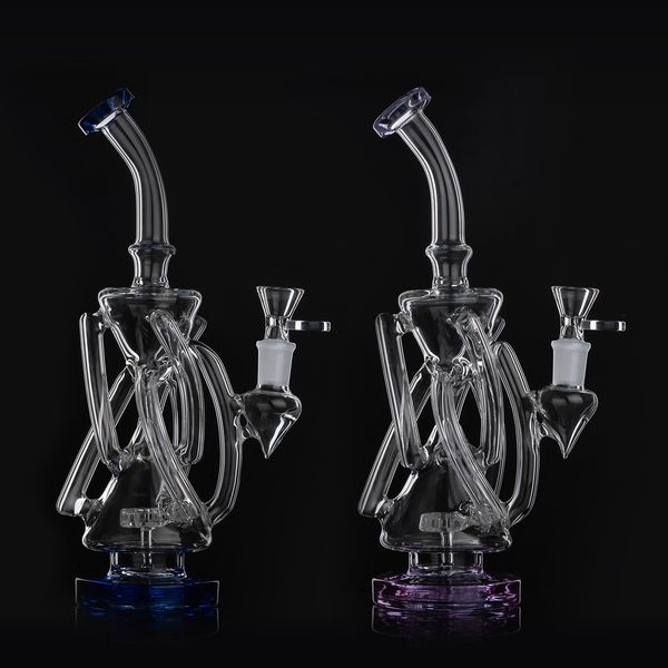 Narguilés Vortex Verre Bong Dab Rig bras en ligne unique Tube Pipe À Eau 14mm Joint Huile Bongs avec bol