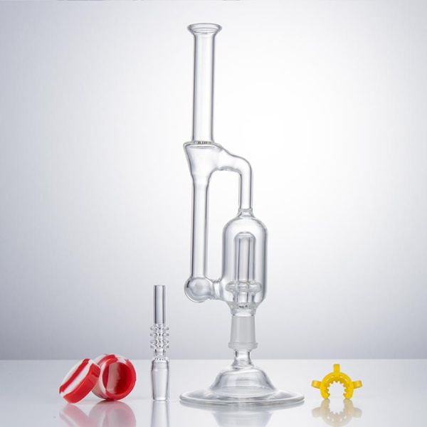 Vortex Recycler Glass Water Bong Aproximadamente 8,9 pulgadas Tubo de filtro de vidrio de cera embriagador con base de vaso de burbujeador de uñas de titanio de cuarzo de 14 mm