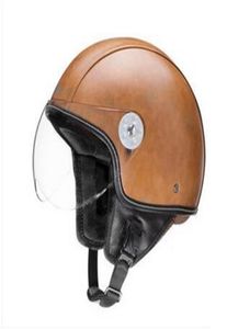 Voss Brands Casco PU Cuero para hombre para mujer E motocicleta retro casco vintage casco motocike montar a media cascos41444820