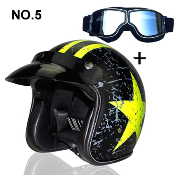 VOSS open face 3 4 moto moto cross Casco Capacete casque scooter casque Vintage et lunettes argentées2870