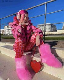 Votoda Fluffy Femmes Furry Snow Boot chaude moelleuse moelleuse à l'intérieur de la mode femme fausse fox bottes Y2k Fuzzyshoes d'hiver T230829 57838 Ry