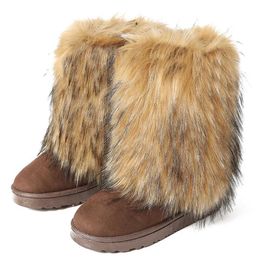 VOTODA nouvelles femmes bottes de fourrure fausse fourrure bottes de neige chaud court doublure en peluche bottes d'hiver moelleuses mode fourrure chaussures femme bottes floues