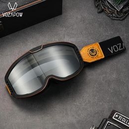 Vozapow Motorcycle Goggles Retro Pochromic Motocross Cycling Goggles Vintage For Over Glasses Anti Fog UV Ski Sterningshes 240508