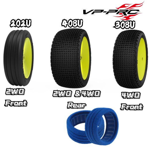 VP Pro RC 1/10 4WD 2WD BUGGY TIRE 202 408 ROB ROBE CACTUS EVO 12 mm Nut RC Racing Tire Sponge High Grip TLR XRAY AE Sworkz