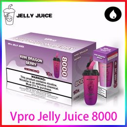VPro Jelly Juice Cup 8000 bouffées Bobine de maille 16ML e Liquide 650mah Batterie Type C USB Charge Crazvapes