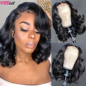 VR Body Wave Bob Wig Wear y Go Greuns Human Hair Wigs Peleras Bob para mujeres listas para usar 4x4 Cierre de encaje Cabello humano 240409