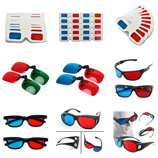 VR Glasses 1210 pièces cadre noir rouge bleu lunettes 3D lunettes 3D lentille Home cinéma pour anaglyphe dimensionnel film TV DVD jeu vidéo 231218