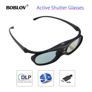 VR Bril BOBLOV JX-30 3D Active Shutter Bril DLP-Link 96Hz/144Hz USB Oplaadbaar Thuisbioscoop Zwart voor BenQ Dell Acer 3D Projector 230715