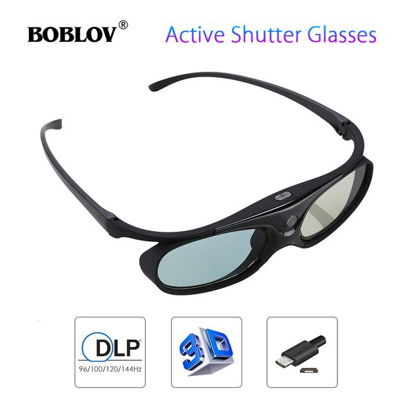 Gafas VR BOBLOV JX-30 Gafas con obturador activo 3D DLP-Link 96Hz / 144Hz USB Recargable Home Theater Negro para BenQ Dell Acer 3D Projector 230715